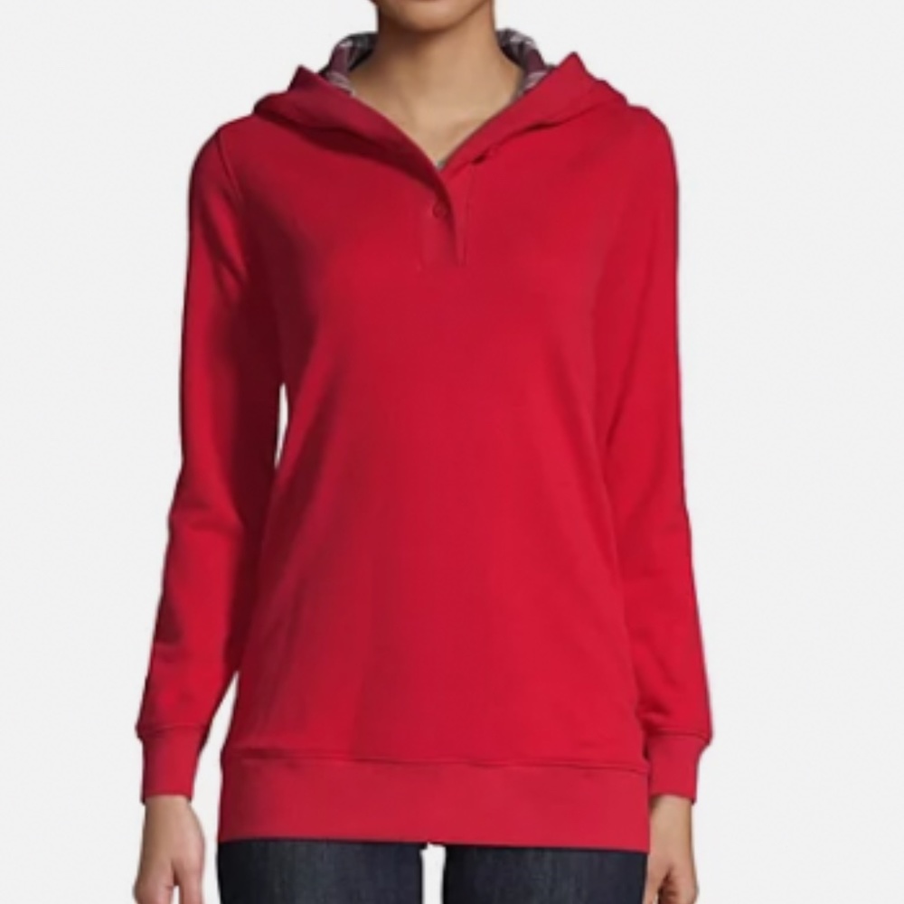 HOODIE LANDSEND Serious Sweats Flannel Lined Hoodie Long Sleeve French Terry Gr…